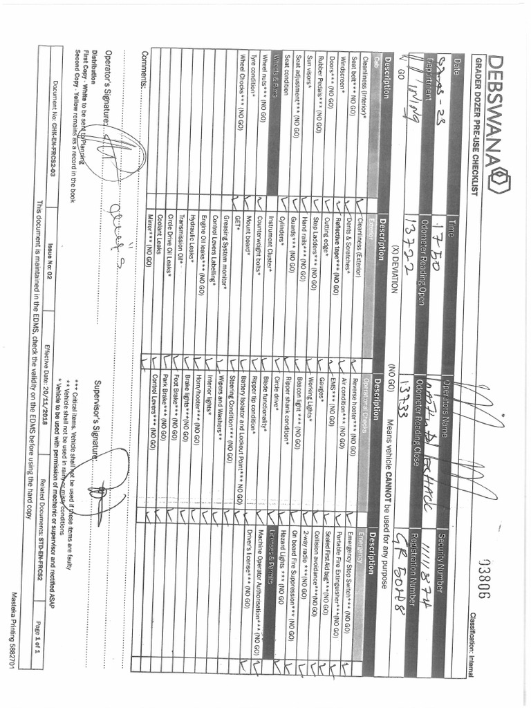 Grader,Drill,LDV,Bus Preuse Checklist PDF