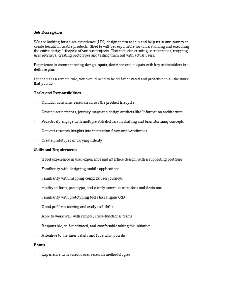 UI-UX Job Description | PDF