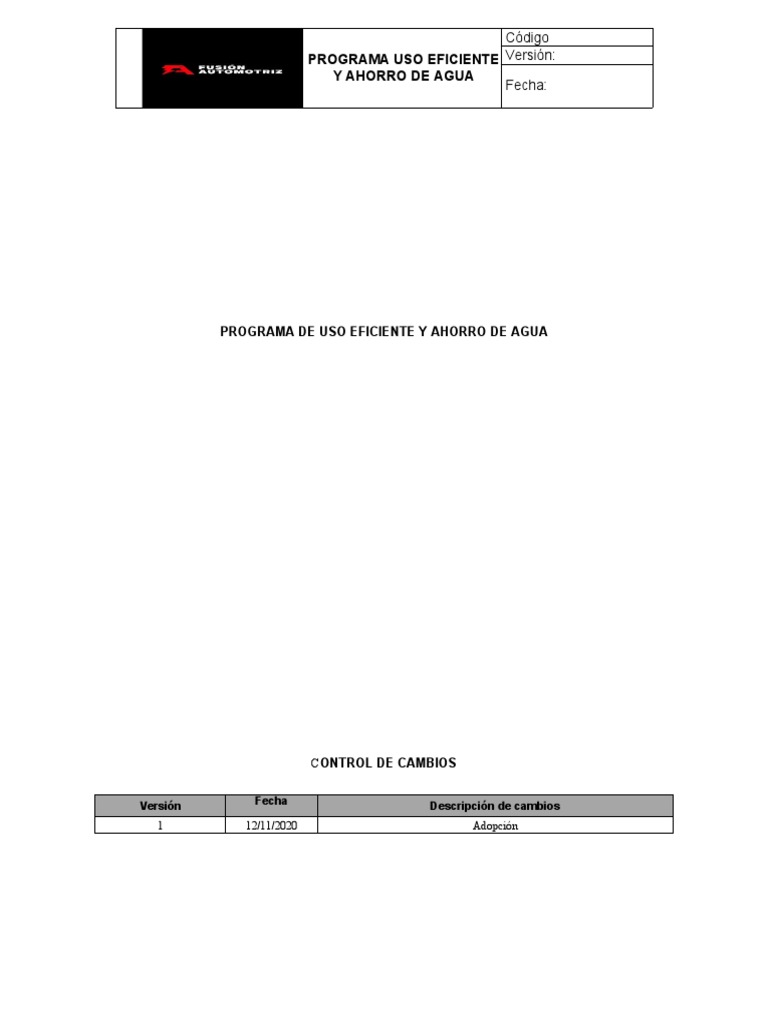 Programa de Ahorro y Uso Eficiente del Agua | PDF | Agua | Consumo ...