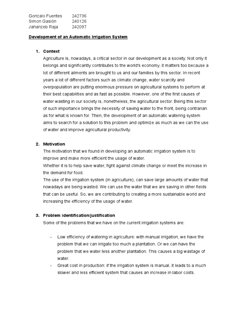 Development of An Automatic Irrigation System PDF | PDF | Science ...