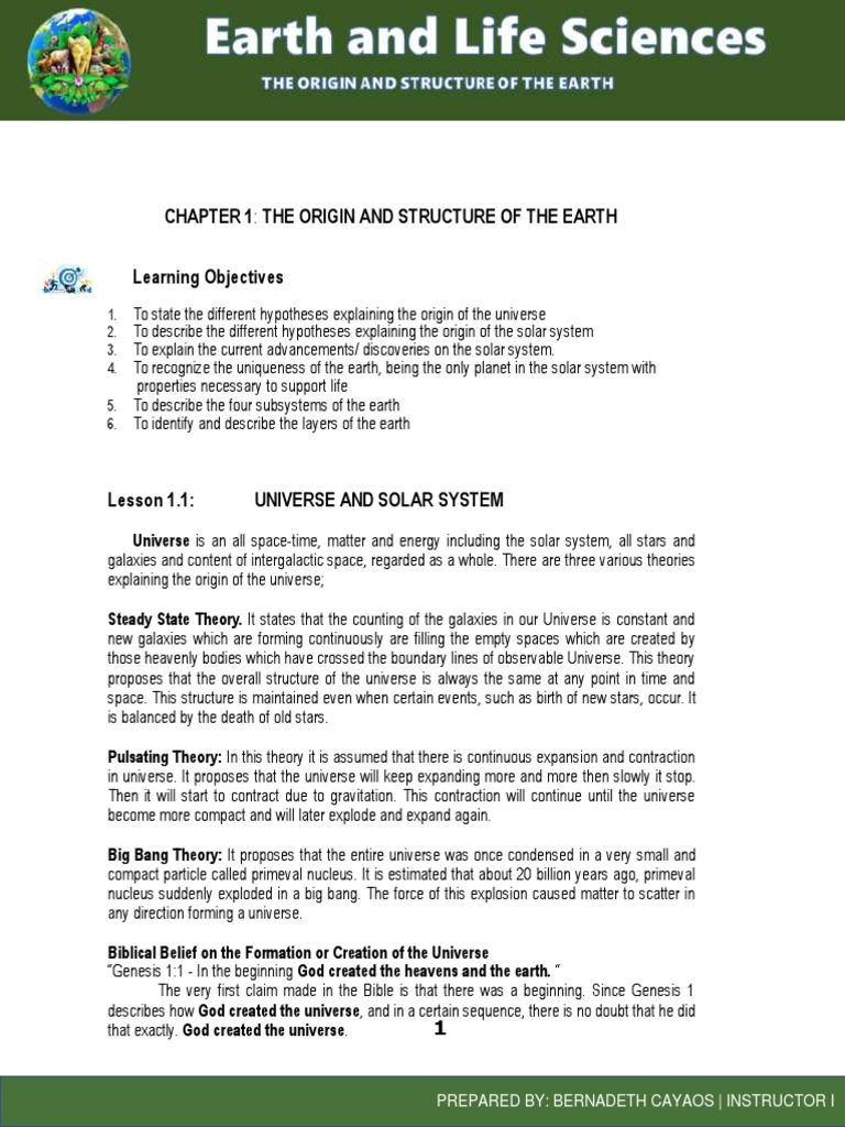 Chapter 1 The Origin And The Structure Of The Earth Pdf