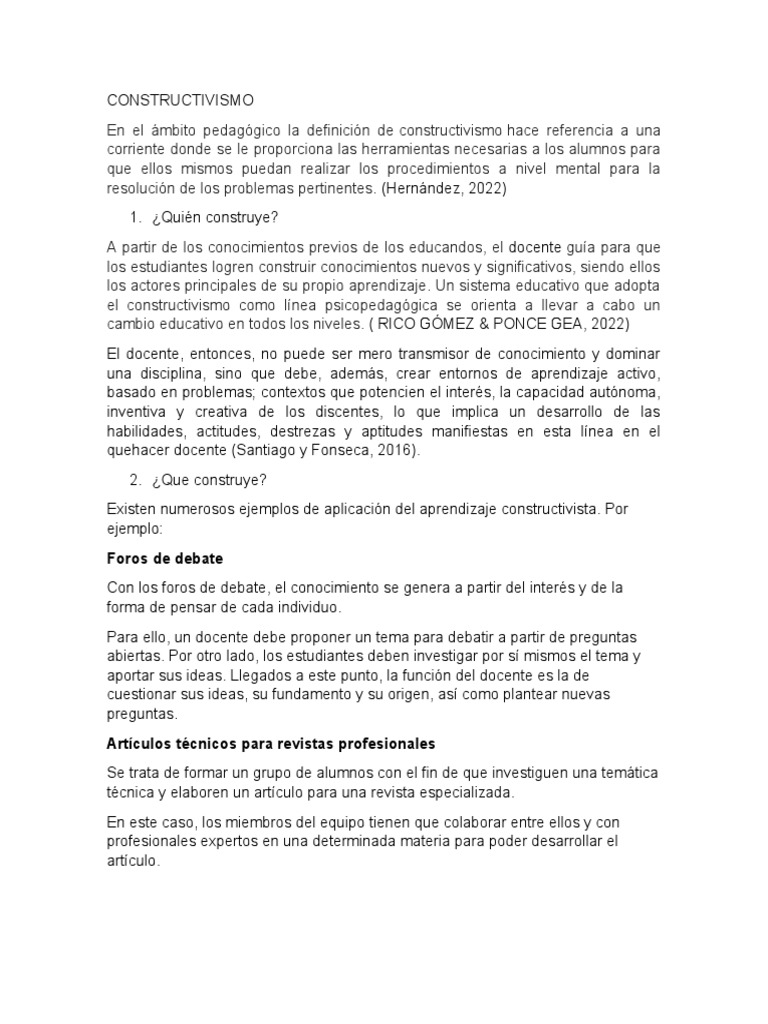 CONSTRUCTIVISMO | PDF | Constructivismo (filosofía de la educación ...