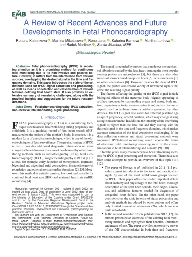A Review of Recent Advances and Future Developments in Fetal ...