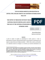 O Fornecimento de Medicamentos Sem Registro Na Anvisa: Uma Análise Frente Aos Critérios Estabelecidos Pelo STF