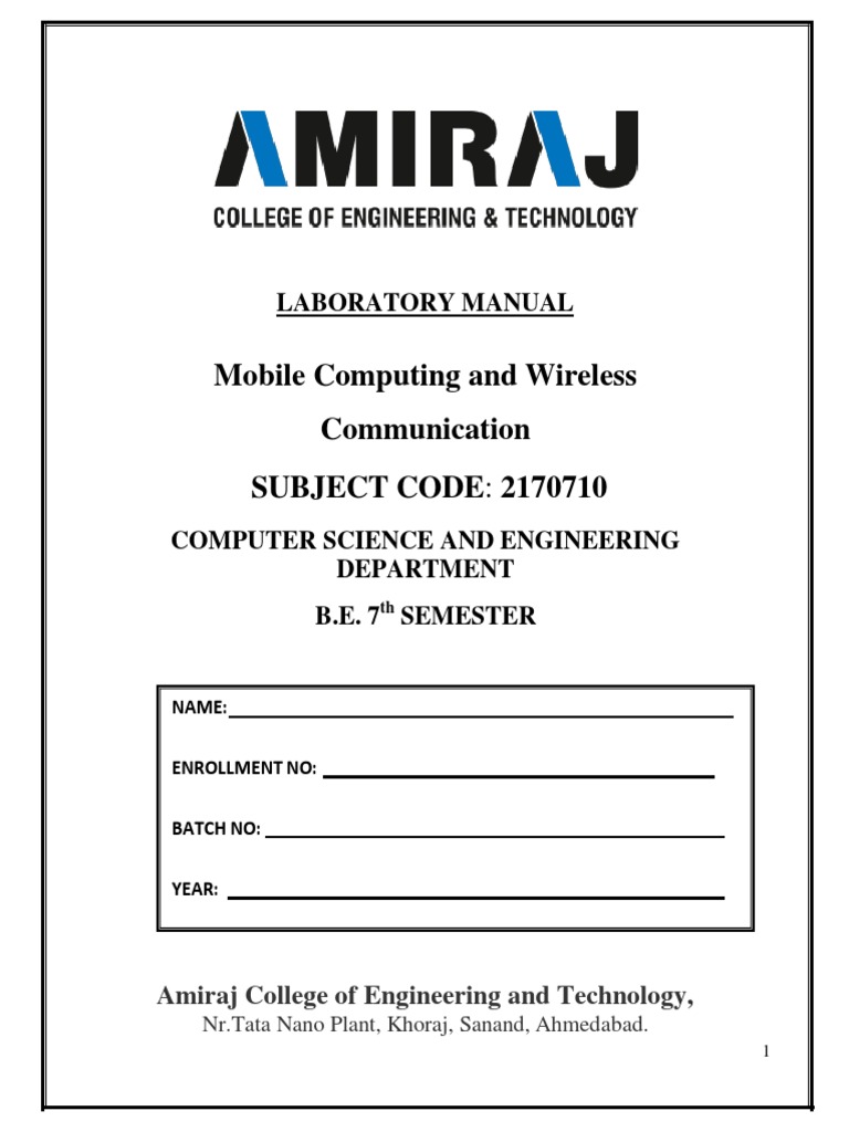 Mobile Computing Lab Manual 2170710 | PDF | Infrared | Bluetooth