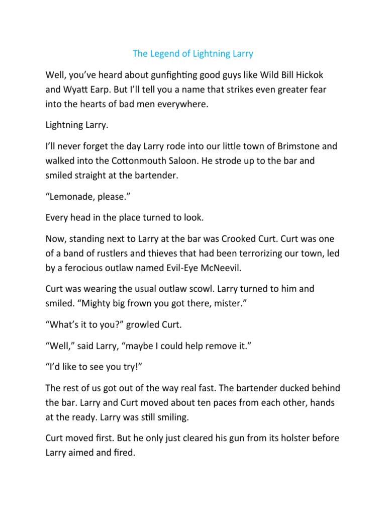 The Legend Of Lightning Larry Pdf