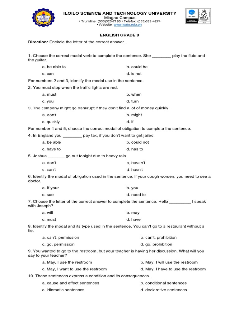 Test-Paper Sample English for Learning Assessment 1 | PDF