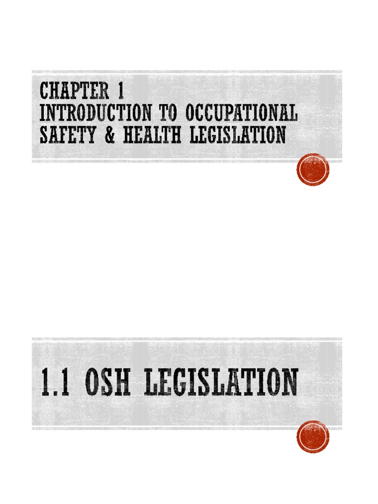 EEE150 CHAPTER 1 Introduction To Occupational Safety and Health