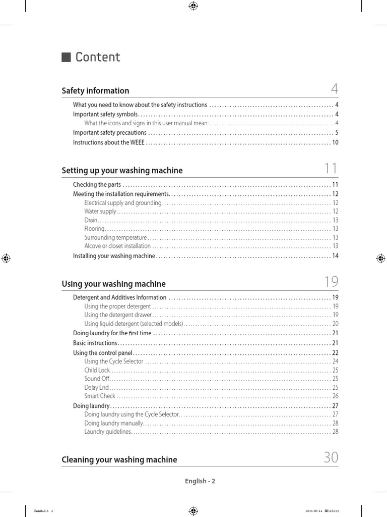 Samsung Washing Machine Manual | PDF
