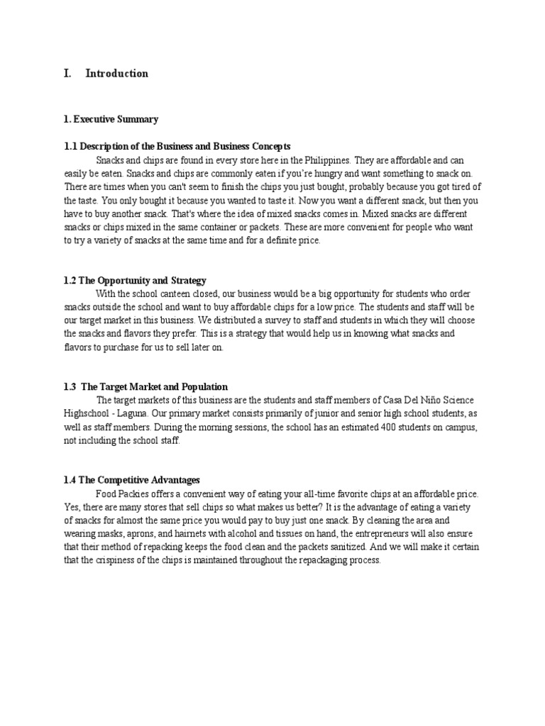 Food Packies Business Plan | PDF | Gross Margin | Marketing