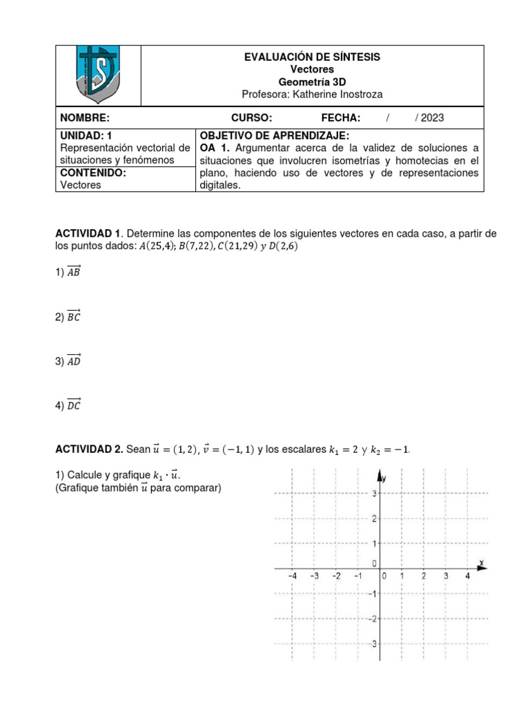 Guía N°3 Vectores (Síntesis) | PDF | Vector Euclidiano | Escalar ...