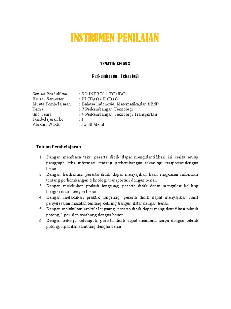 Instrumen Penilaian Mandiri 2 Pdf