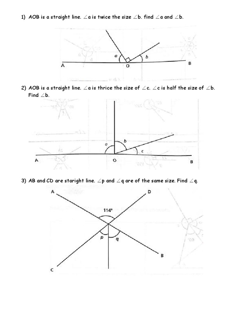 Geometry Angle Problems for Class 5 | PDF | Teaching Methods & Materials