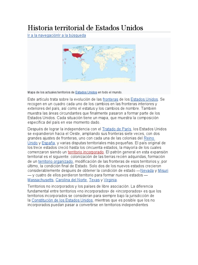 Historia Territorial de Estados Unidos | PDF