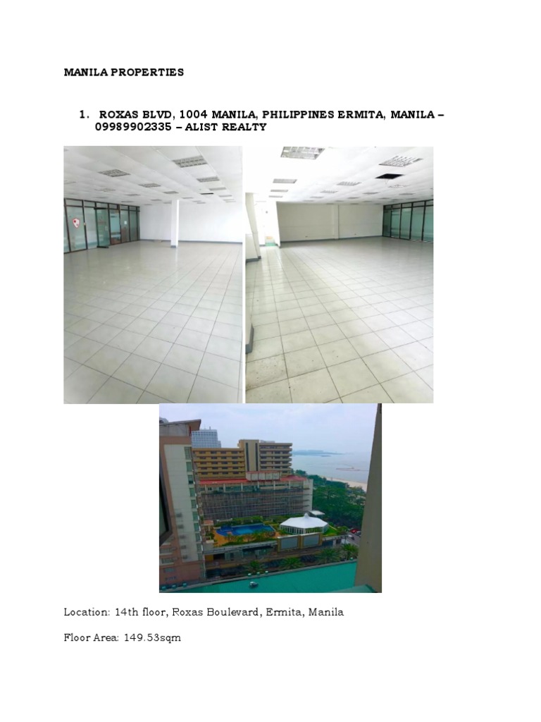Manila Commercial Real Estate Options A Collection of Nine Available