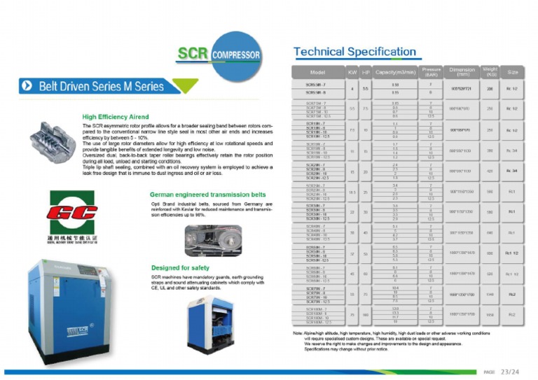 SCR Compressor Catalogue M Series PDF | PDF
