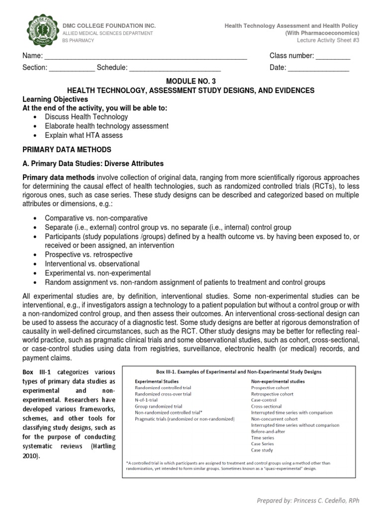Health Tech Assessment Study Guide | PDF | Randomized Controlled Trial ...