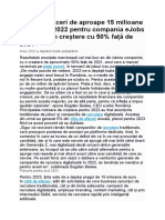 Cifră de Afaceri de Aproape 15 Milioane de Euro În 2022 Pentru Compania Ejobs România