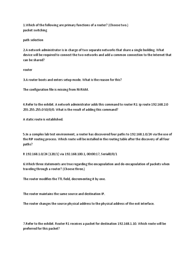 Primary Functions of a Router Explained | PDF | Router (Computing ...