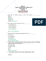 BSc Mechanics and Properties of Matter Surface Tension MCQ