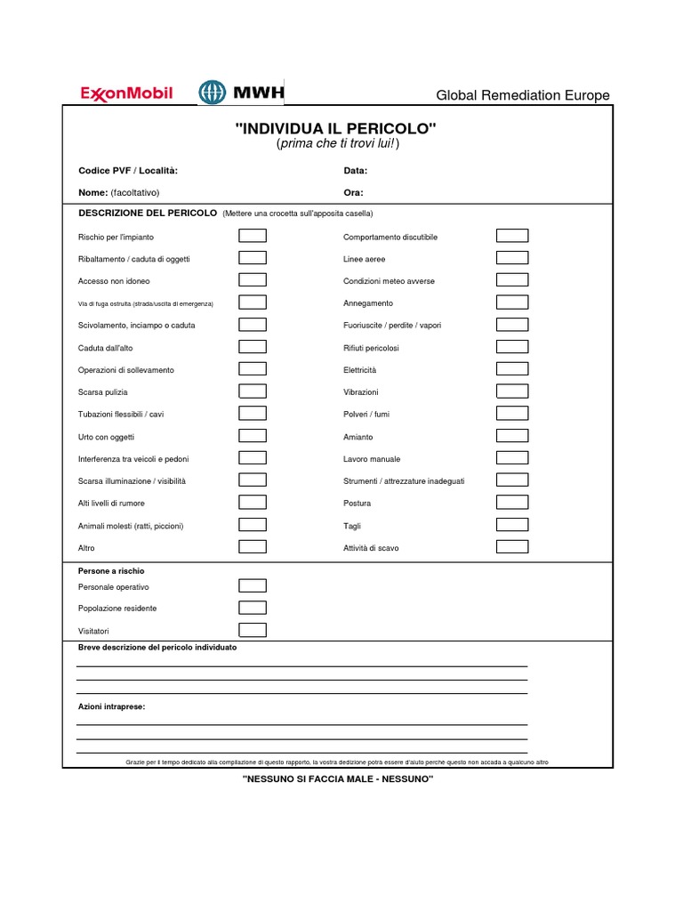 Hazard Identification Form ITA PDF PDF
