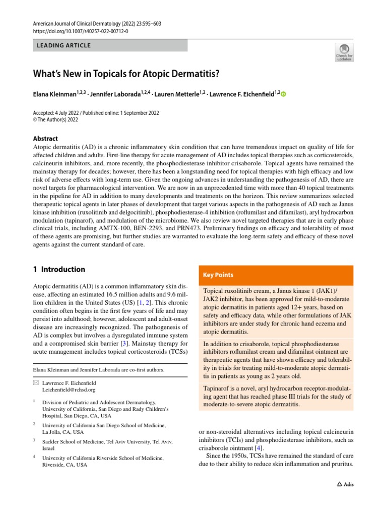 New Topical For Atopic Dermatitis PDF | PDF | Clinical Trial | Dermatitis
