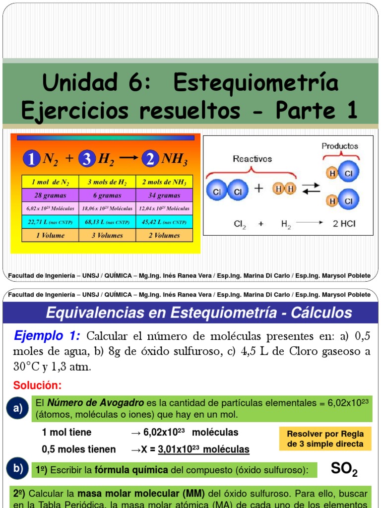 Ejercicios Resueltos de Estequiometría | PDF | Estequiometría | Mole ...