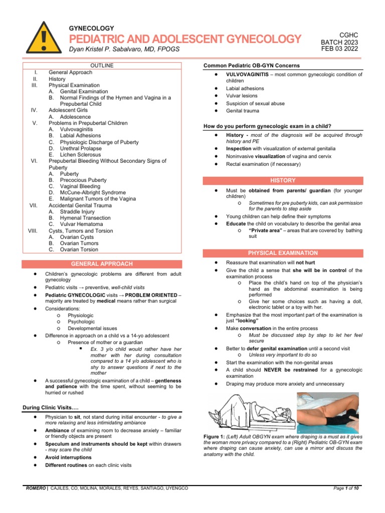 (GYNE-TRANS) 3.03A Pediatric and Adolescent Gynecology PDF | PDF ...