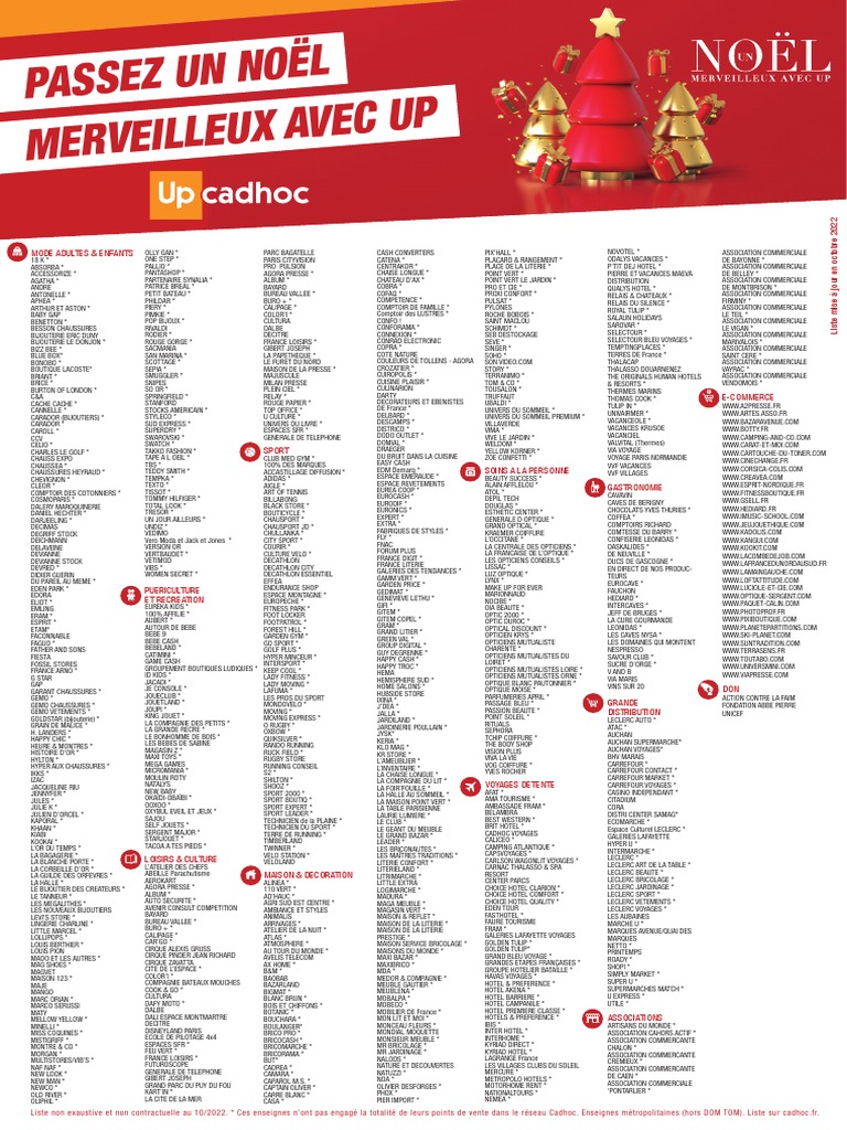 Up Cadhoc Liste Magasin