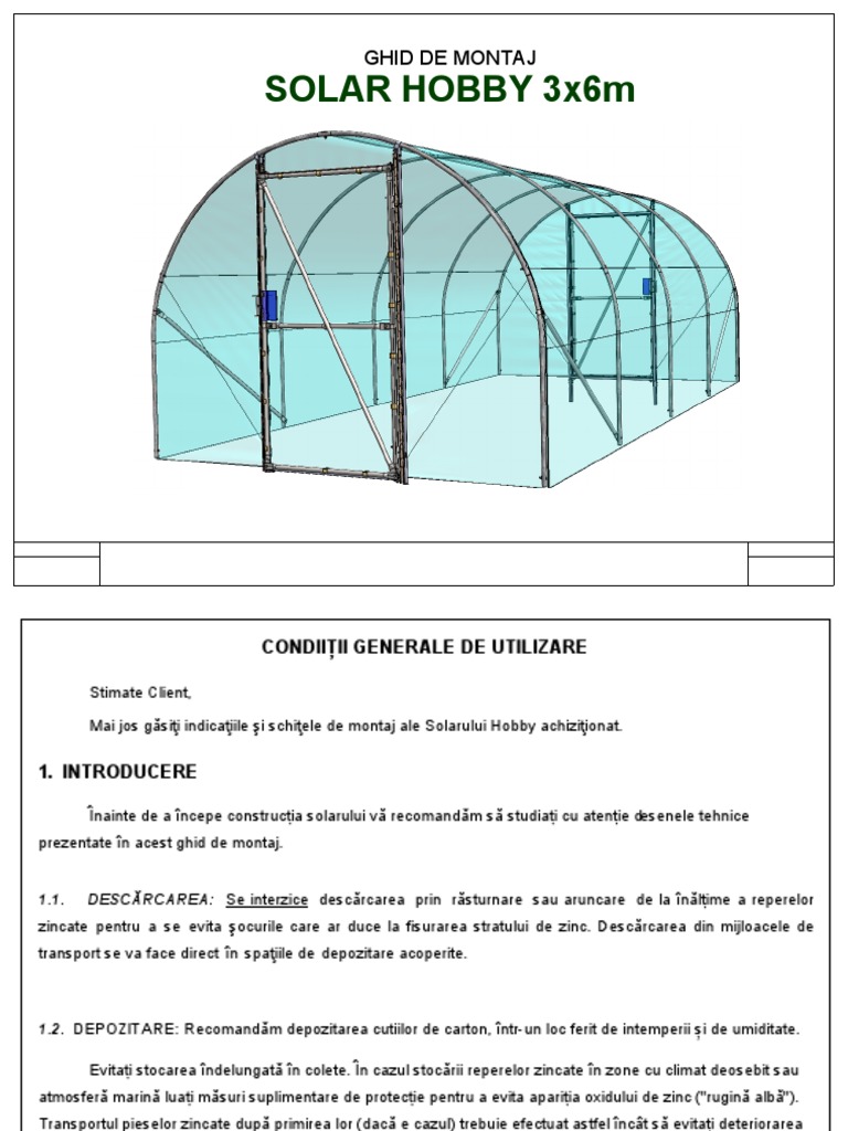 Ghid de Montaj Solar Hobby 3 X 6 M | PDF