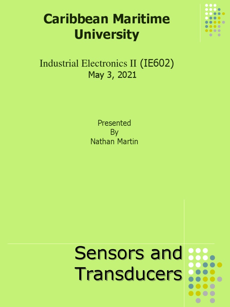 Lesson 9 Sensors and Transducers2 PDF Thermocouple Electrical Resistance And Conductance