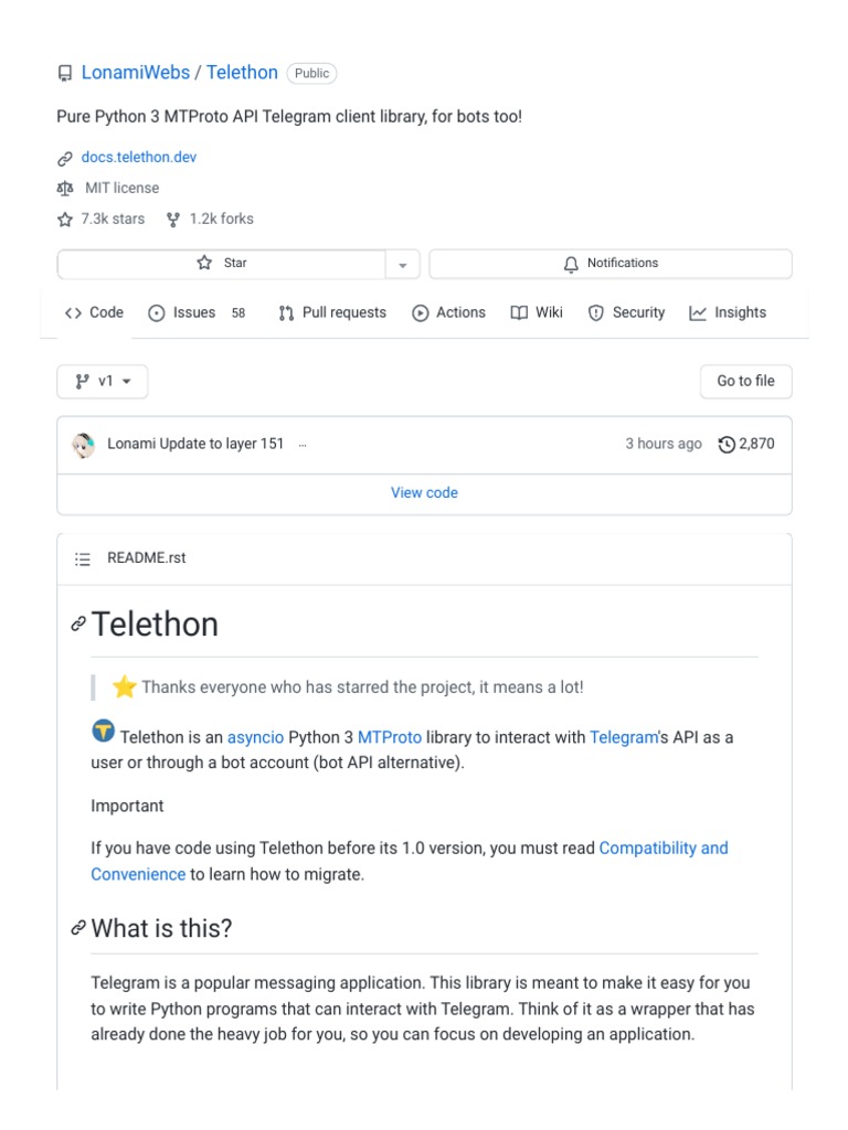 GitHub - LonamiWebs - Telethon - Pure Python 3 MTProto API Telegram ...