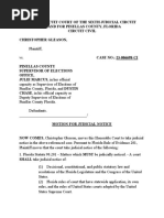 Pinellas County Motion For Judicial Notice Gleason Vs Pinellas County Supervisor of Elections