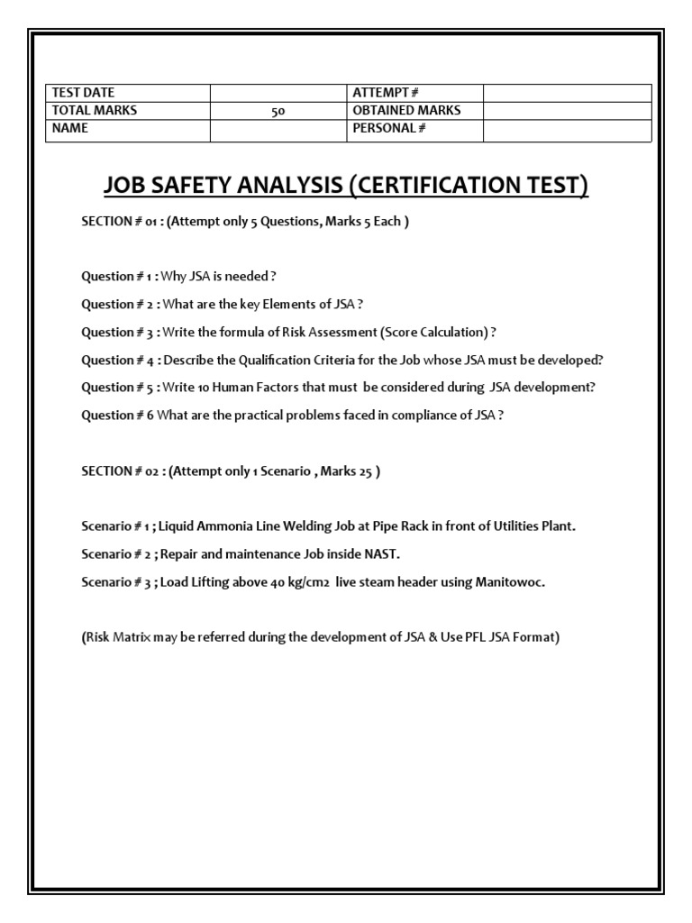 Jsa skill certification test pdf