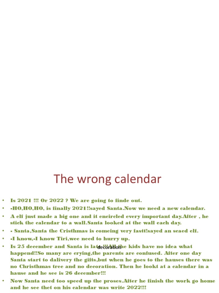 The Wrong Calendar PDF