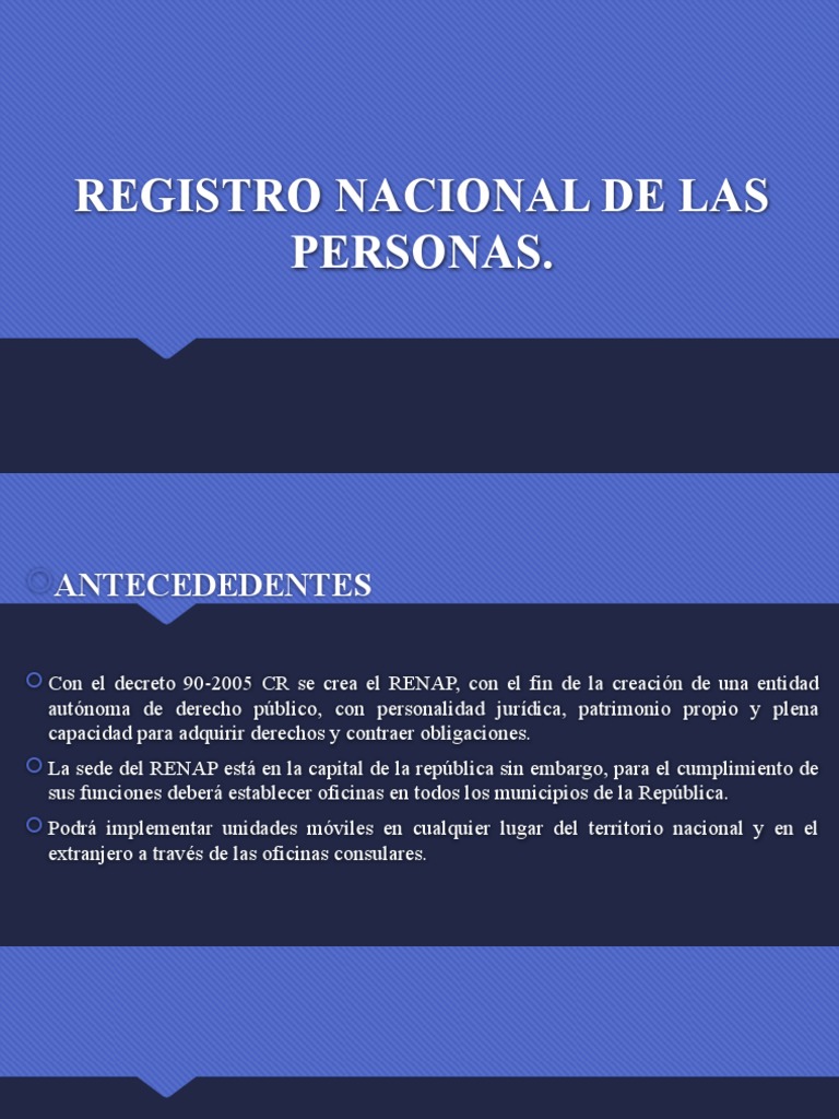 Copia De Registro Nacional De Las Personas Pdf