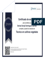 Certificado estudios Técnico cultivos vegetales