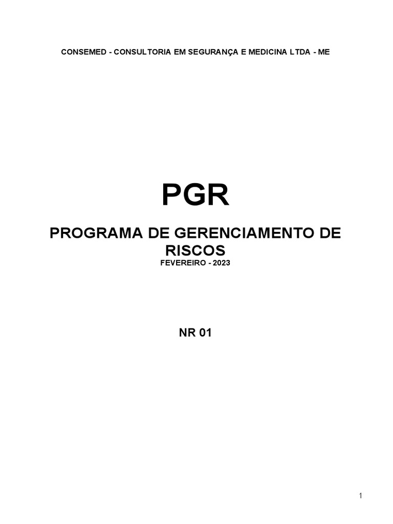 Modelo Pgr Pdf Avaliação De Risco Física