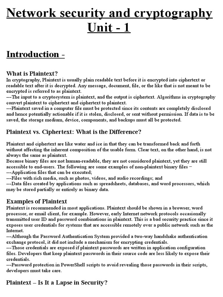 NSC Unit - 1 - 221218 - 100945 | PDF | Encryption | Cryptography