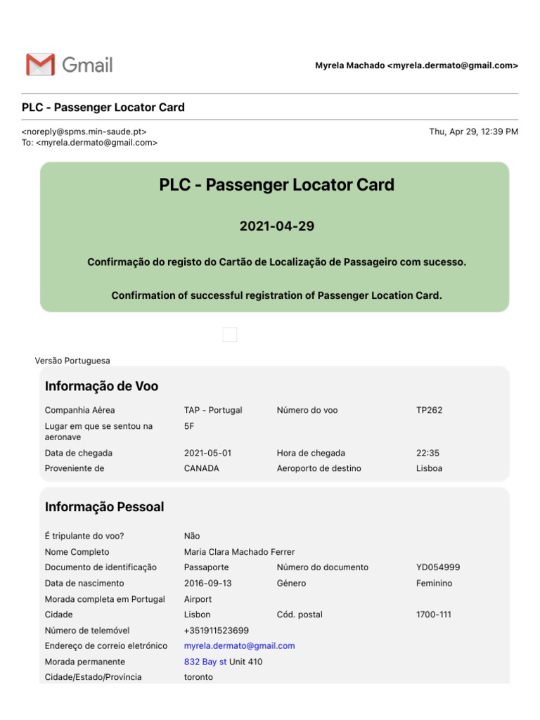 PLC Passenger Locator Card PDF PDF Governo Serviços públicos