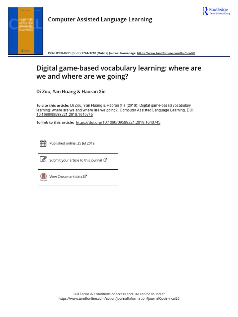 Digital Game-Based Vocabulary Learning Insights | PDF | Learning ...