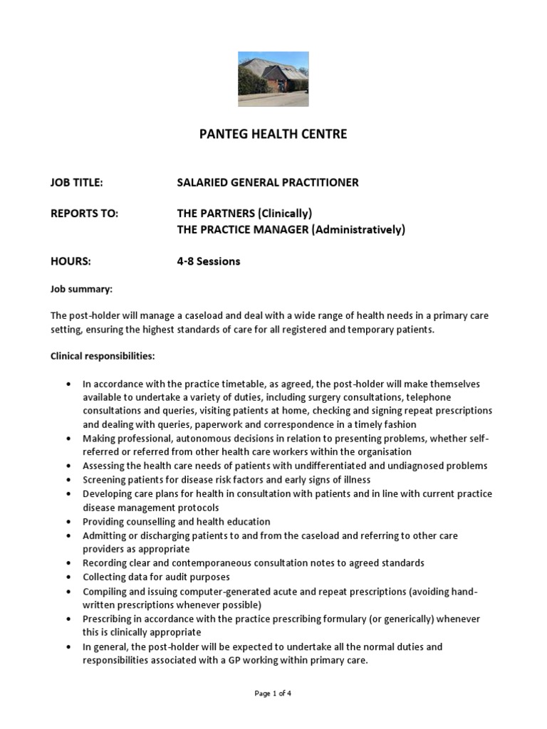 Salaried GP Job Description PDF
