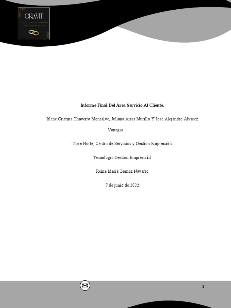Informe Final Servicio al Cliente Oravit | PDF | Servicio al Cliente ...