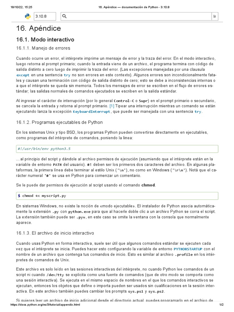 Apéndice - Documentación de Python - 3.10.8 PDF | PDF | Archivo de ...