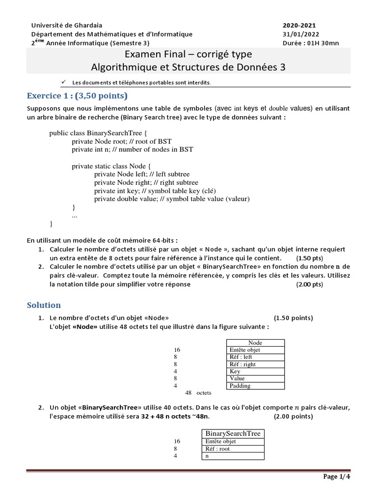 Devoir corrigé : Algorithmes 3ème Informatique | PDF | Informatique ...