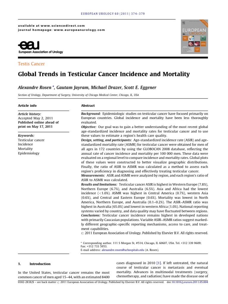 Global Trends in Testicular Cancer Highest Incidence Rates Found in