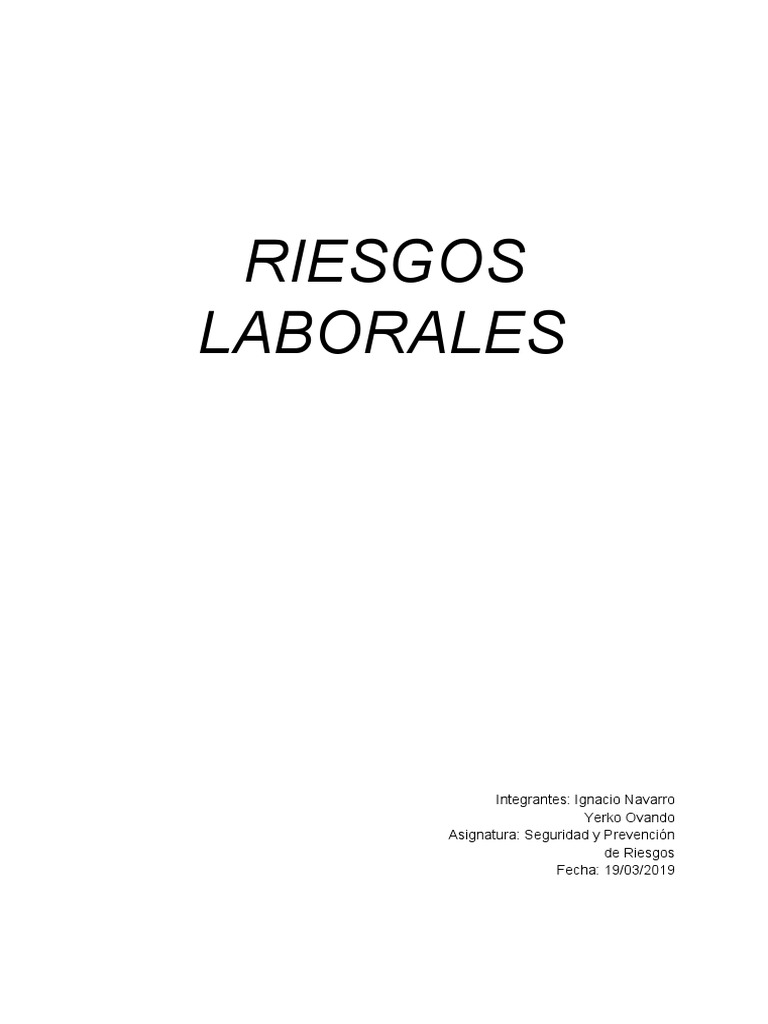 Informe Riesgos Laborales | PDF | Riesgo
