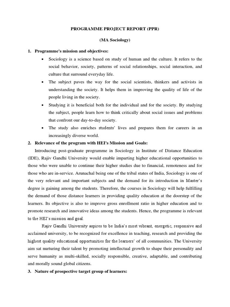 ppr-MA Sociology | PDF