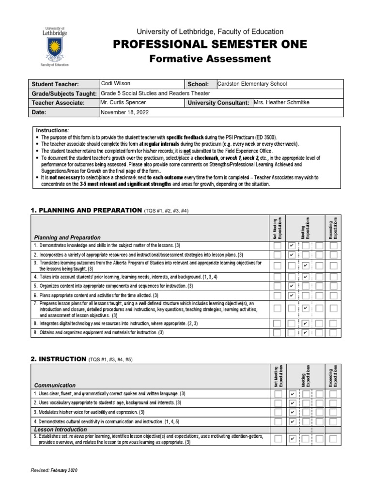 PS1 Formative Assessment Guide | PDF | Teachers | Learning