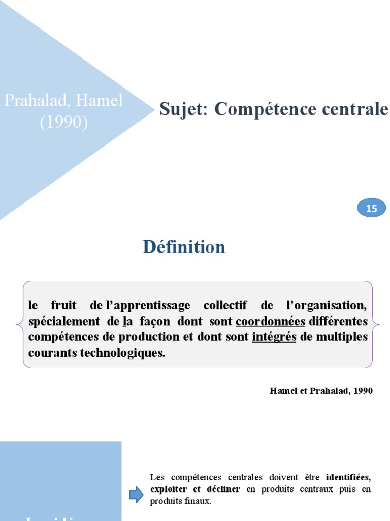 Compétences centrales selon Hamel et Prahalad | PDF